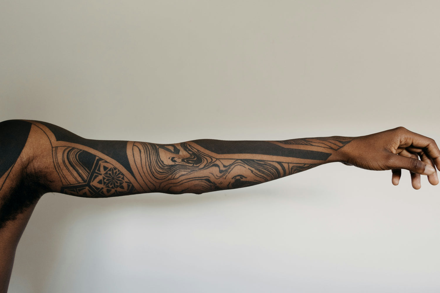 full sleeve of healed tattoo ink